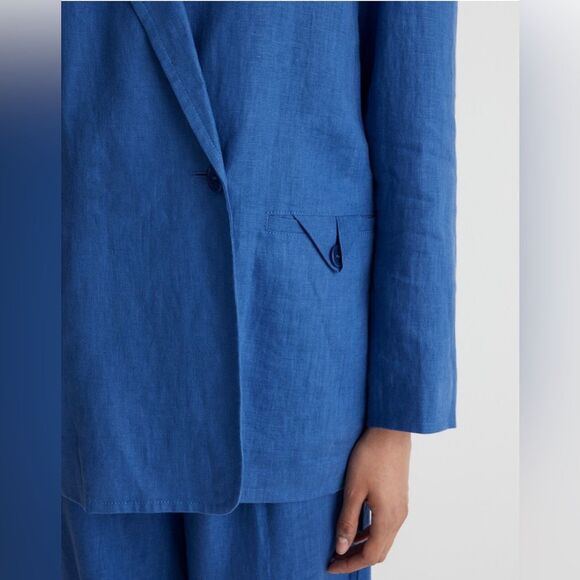 Madewell Double-Breasted Crossover Blazer in 100% Linen blue Women’s Sz XXS NWOT - Picture 4 of 13